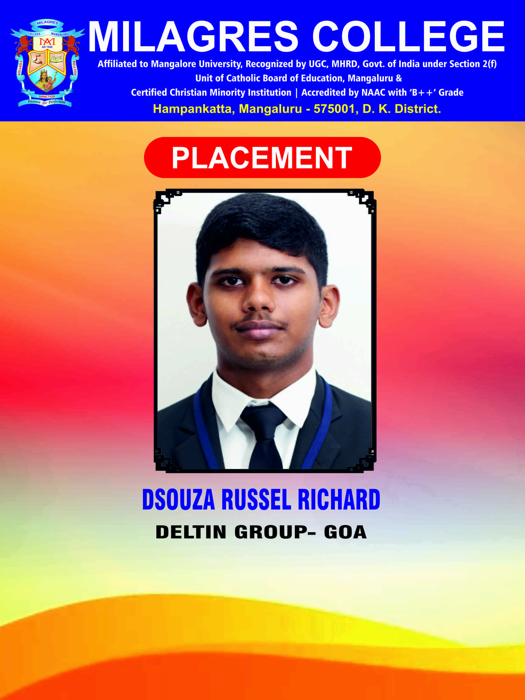 Successfully placed student